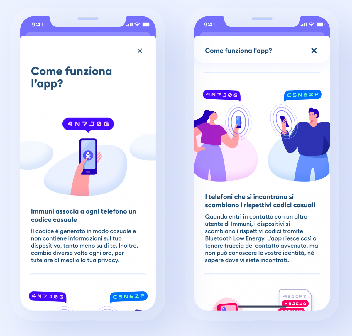come funziona immuni (schermate dell'app)